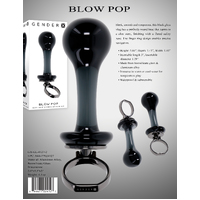 Gender X BLOW POP Black 12.8 cm Glass Plug with Ring Pull