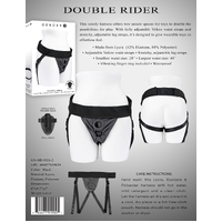 Gender X DOUBLE RIDER Black Adjustable Strap-On Harness (No Probe Included)