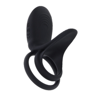 Playboy Pleasure JUST RIGHT Black USB Rechargeable Vibrating Cock & Balls Rings