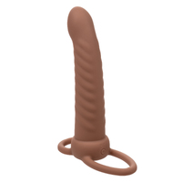 Rechargeable Ribbed Dual Penetrator - Brown