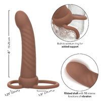 Rechargeable Ribbed Dual Penetrator - Brown