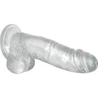 8" Crystal Clear Cock + Balls