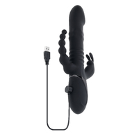 Playboy Pleasure BIG BUNNY ENERGY Black 26.2 cm USB Rechargeable Rabbit Vibrator with Anal Beads