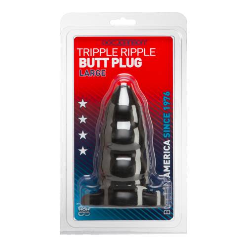 Triple Ripple Butt Plug - Large (Black)