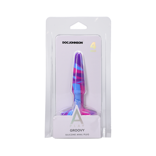 A-Play Groovy  Silicone Anal Plug  4 inch Berry