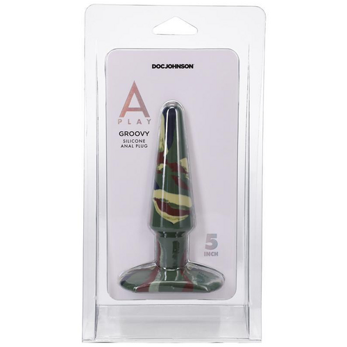 A-Play Groovy  Silicone Anal Plug  5 inch Camouflage