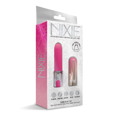 NIXIE Smooch Rechargeable Lipstick Vibrator, Pink Ombre