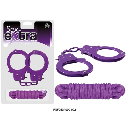 SEX EXTRA - METAL CUFFS & LOVE ROPE purple