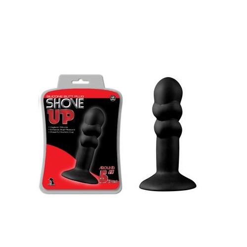 Shove Up 5" Silicone Butt Plug with Suction Cup Black