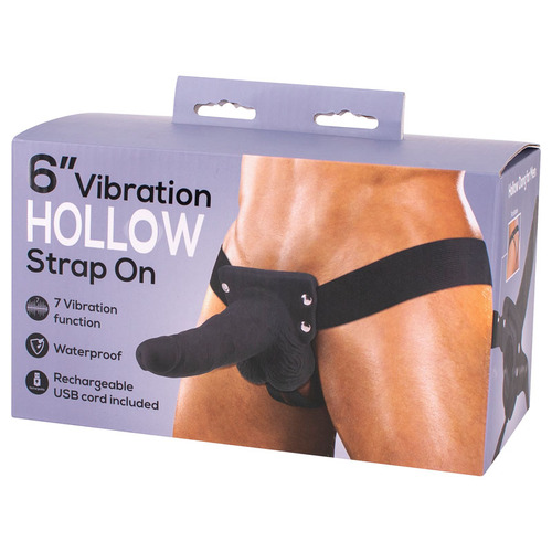 6" Vibrating Hollow Strap-On