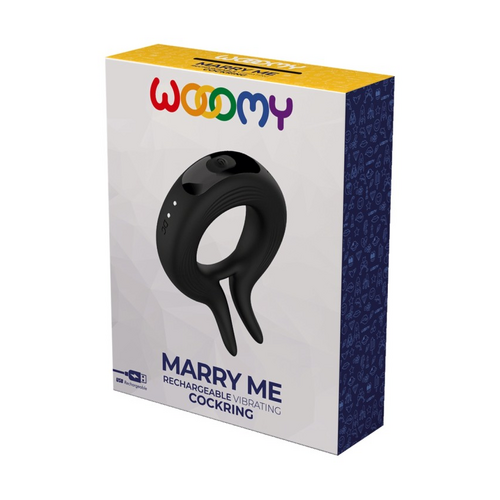 Wooomy Marry Me Rechargeable Vibrating Black Ring