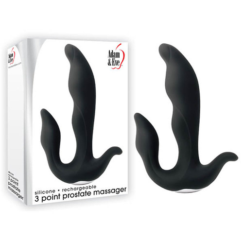 Adam & Eve 3-Point Prostate Massager Black USB Rechargable Vibrating Prostate Massager