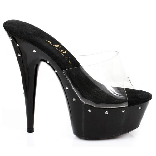 Slip On Rhinestone Platform Black 6in 