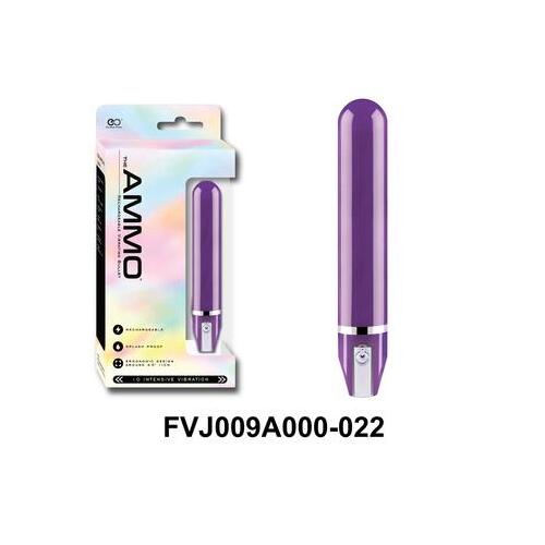 The Ammo 5" Glossy Rechargeable Vibrator Purple36