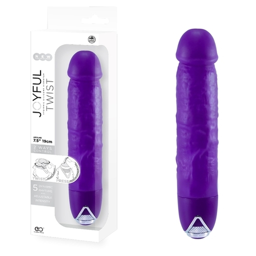 JOYFUL TWIST SILICONE VIBRATOR  7'  - PURPLE