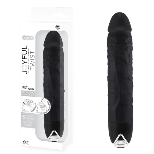 JOYFUL TWIST 7' SILICONE VIBRATOR - BLACK