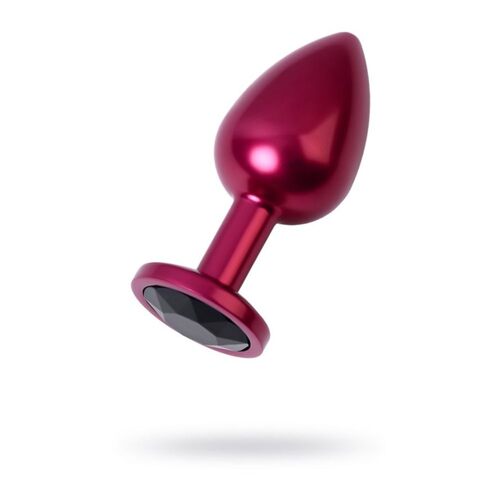 Red Metal Anal Plug w Red Crystal Medium