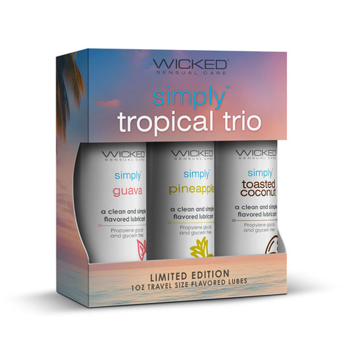 Wicked Simply Tropical Trio Flavoured Water Based Lubricants - Set of 3 x 30 ml Bottles