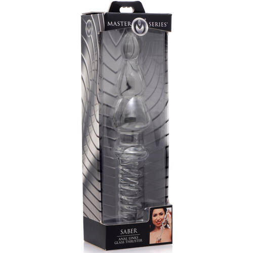 10.5" Saber Anal Links Glass Dildo