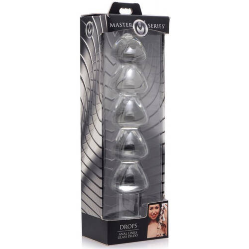 11" Drops Ribbed Glass Anal Dildo