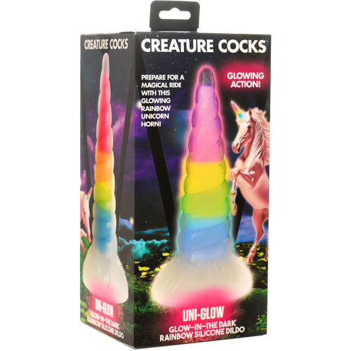 Creature Cocks Uni-Glow Glow in Dark Rainbow 19.5 cm Unicorn Fantasy Dildo