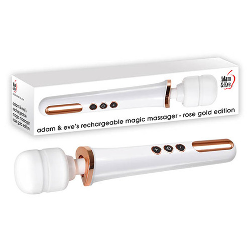 Adam & Eve Rechargeable Magic Massager Rose Gold/White 33 cm USB Rechargeable Massager Wand