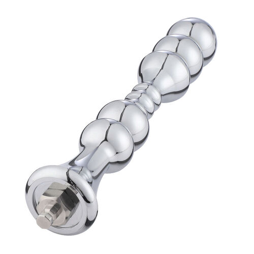 8.2in Smooth Aluminium Anal Wand Metal Bead Anal Dildo