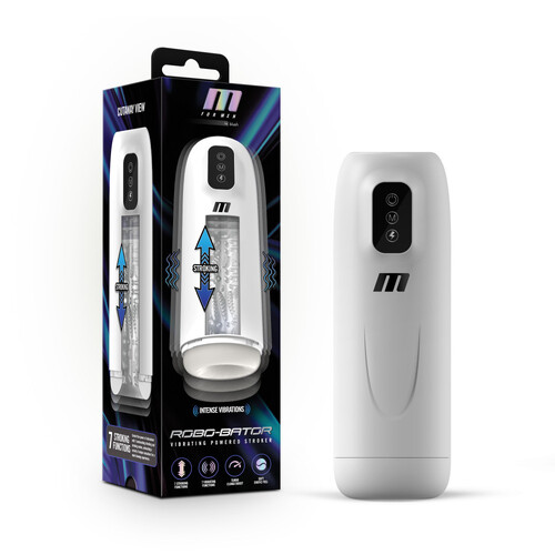 M For Men Robo-Bator White USB Rechargeable Vibrating Auto Stroker