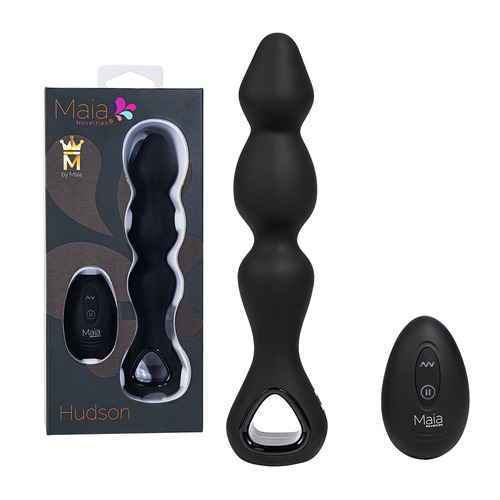 Maia HUDSON Black 19 cm USB Rechargeable Anal Vibrator with Wireless Remote