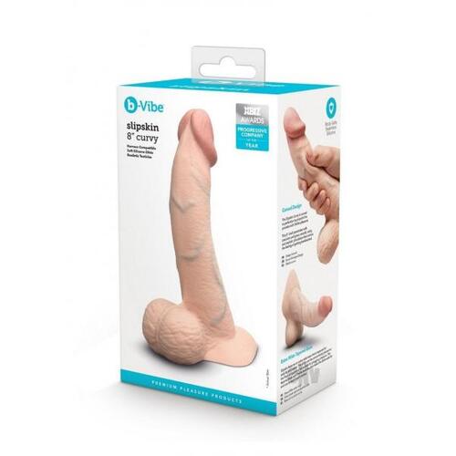 8" Slipskin Curved Silicone Cock