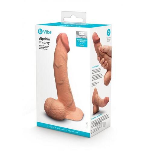 8" Slipskin Curved Silicone Cock