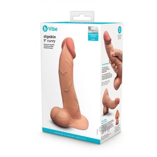 9" Slipskin Curved Silicone Cock