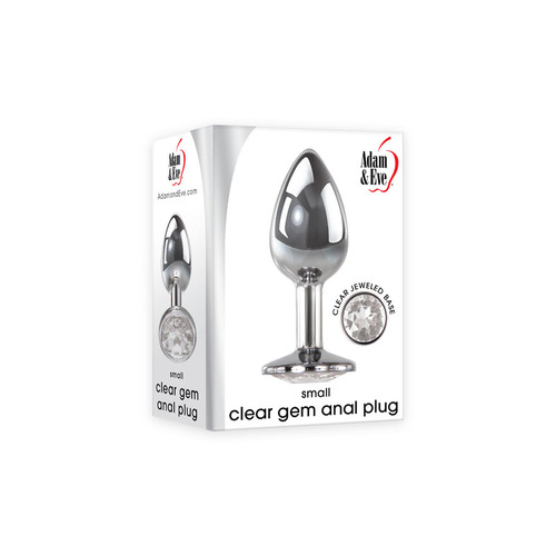 Adam & Eve Clear Gem Anal Plug - Small Metallic 7.1 cm Small Butt Plug with Clear Gem Base