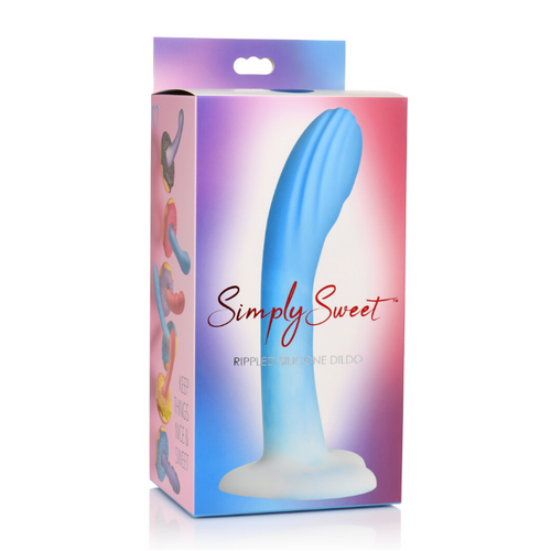 SIMPLY SWEET 7" RIPPLE SILICONE DILDO BLUE/WHITE