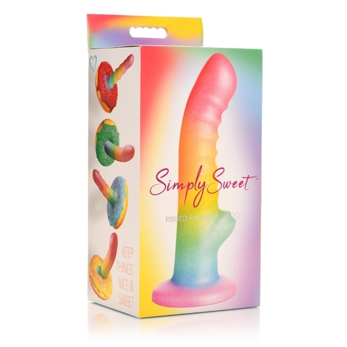 SIMPLY SWEET 6.5" RIBBED RAINBOW DILDO