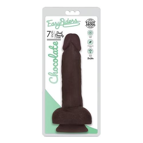 Easy Riders 7" Slim Bioskin Dong With Balls Chocolate