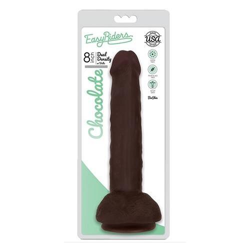 Easy Riders 8" Slim Bioskin Dong With Balls Chocolate