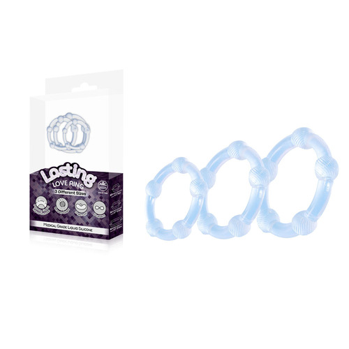 Lasting Love Ring 3 Piece Set - Clear Clear Beaded Cock Rings - Set of 3 Sizes