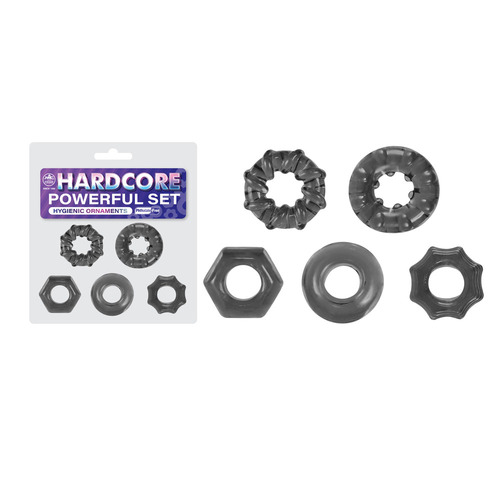 Hardcore Powerful Set Cock Rings - Set of 5 Smoke Cock Rings - Set of 5