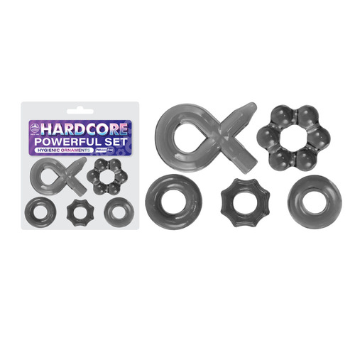 Hardcore Powerful Set Cock Rings - Set of 5 Smoke Cock Rings - Set of 5