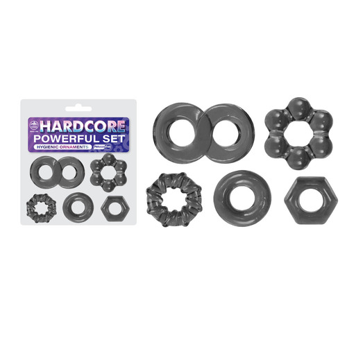 Hardcore Powerful Set Cock Rings - Set of 5 Smoke Cock Rings - Set of 5