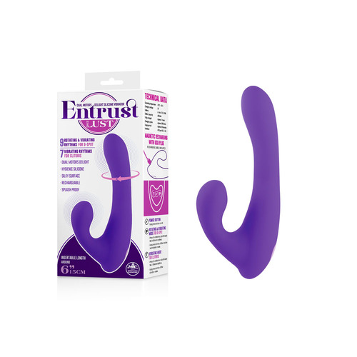 Entrust With Lust Purple 15 cm USB Rechargeable Rotating Rabbit Vibrator