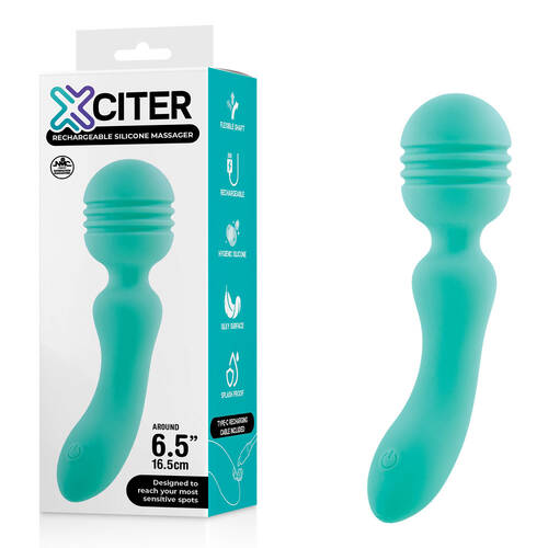 Xciter - Teal Teal 16.5 cm USB Rechargeable Massage Wand