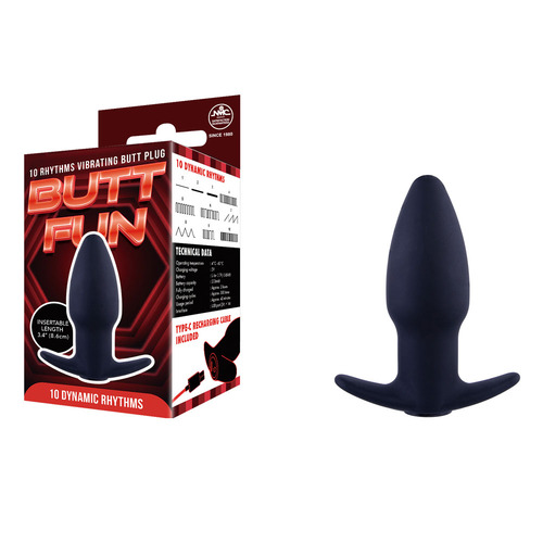 Butt Fun Rechargeable Butt Plug - Black Black USB Rechargeable Butt Plug