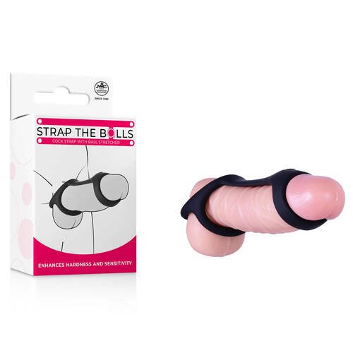 Strap The Balls Black Cock Strap with Ball Stretcher