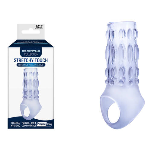 Ice Crystals Stretchy Touch Tickler Sleeve Clear Penis Sleeve