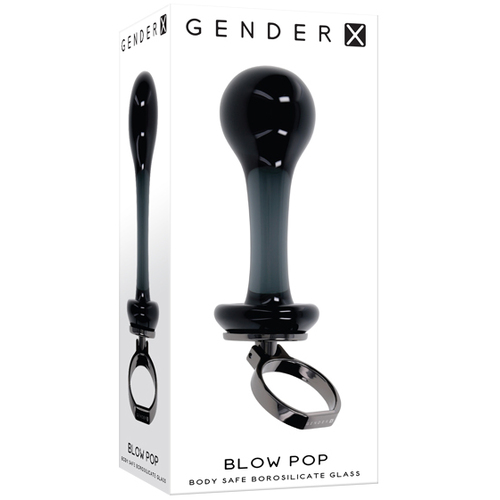 Gender X BLOW POP Black 12.8 cm Glass Plug with Ring Pull