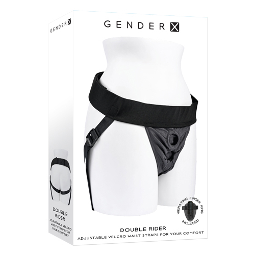 Gender X DOUBLE RIDER Black Adjustable Strap-On Harness (No Probe Included)