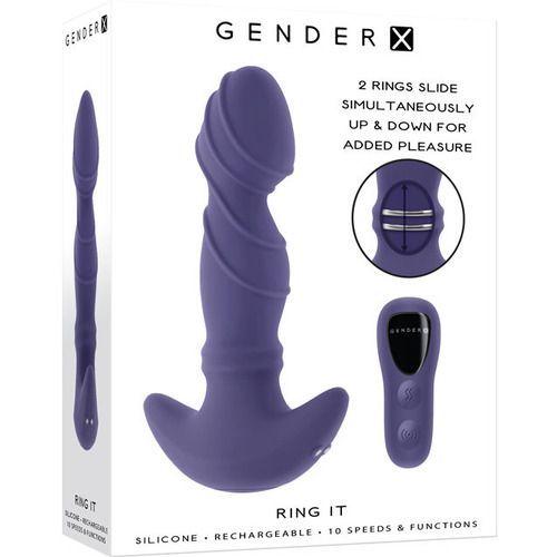 Gender X RING IT Purple 16.5 cm USB Rechargeable Vibrator with Wireless Remote