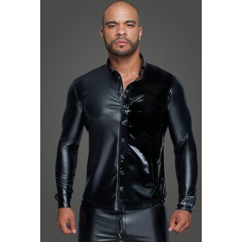 Powerwetlook PVC Long Sleeved Shirt w Button Placket L